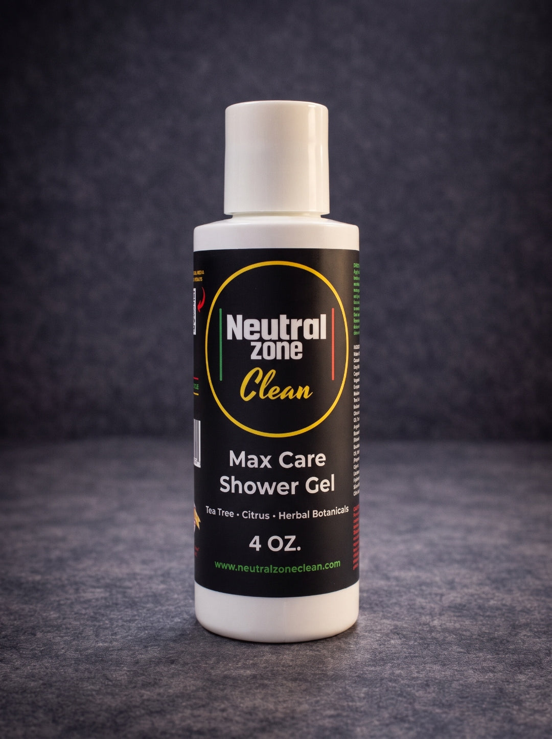 Neutral Zone Clean Max Care Shower Gel 4 oz trial size — tea tree citrus herbal athlete shower gel