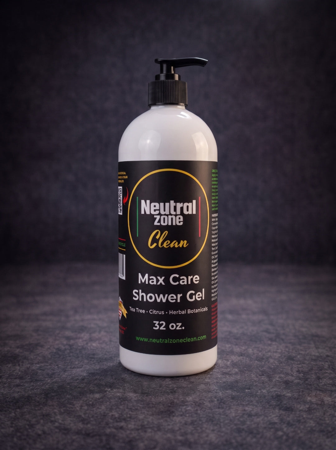 Neutral Zone Clean Max Care Shower Gel 32 oz with pump — team size shower gel for wrestling, BJJ, MMA