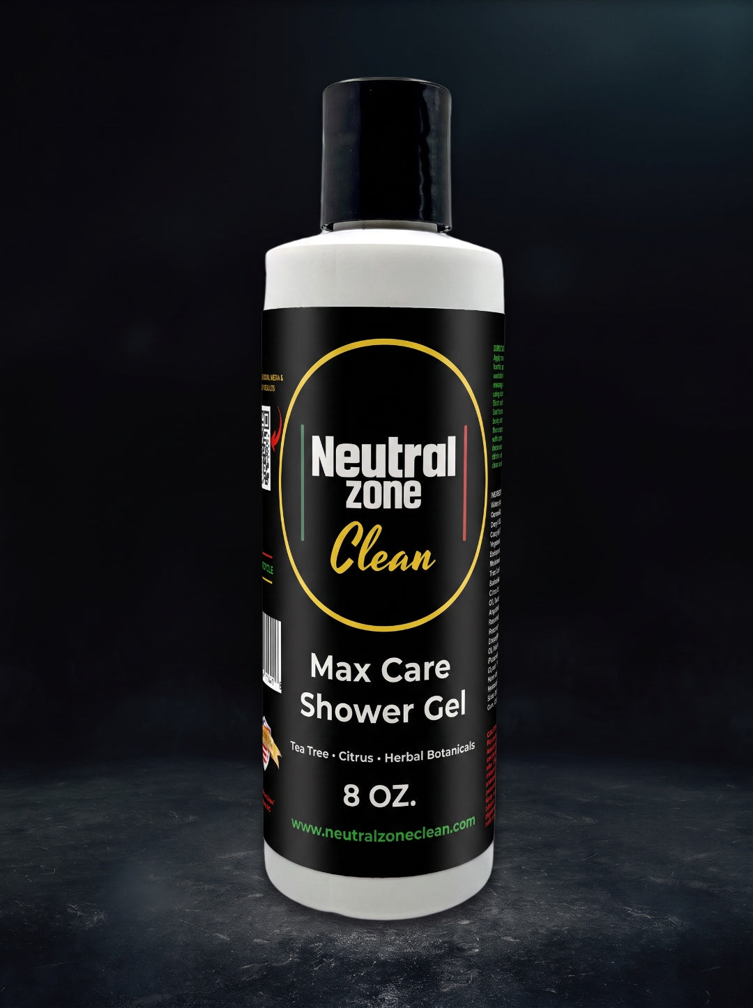 Neutral Zone Clean Max Care Shower Gel 8 oz — plant-powered tea tree, citrus, herbal botanicals for wrestlers, BJJ, MMA